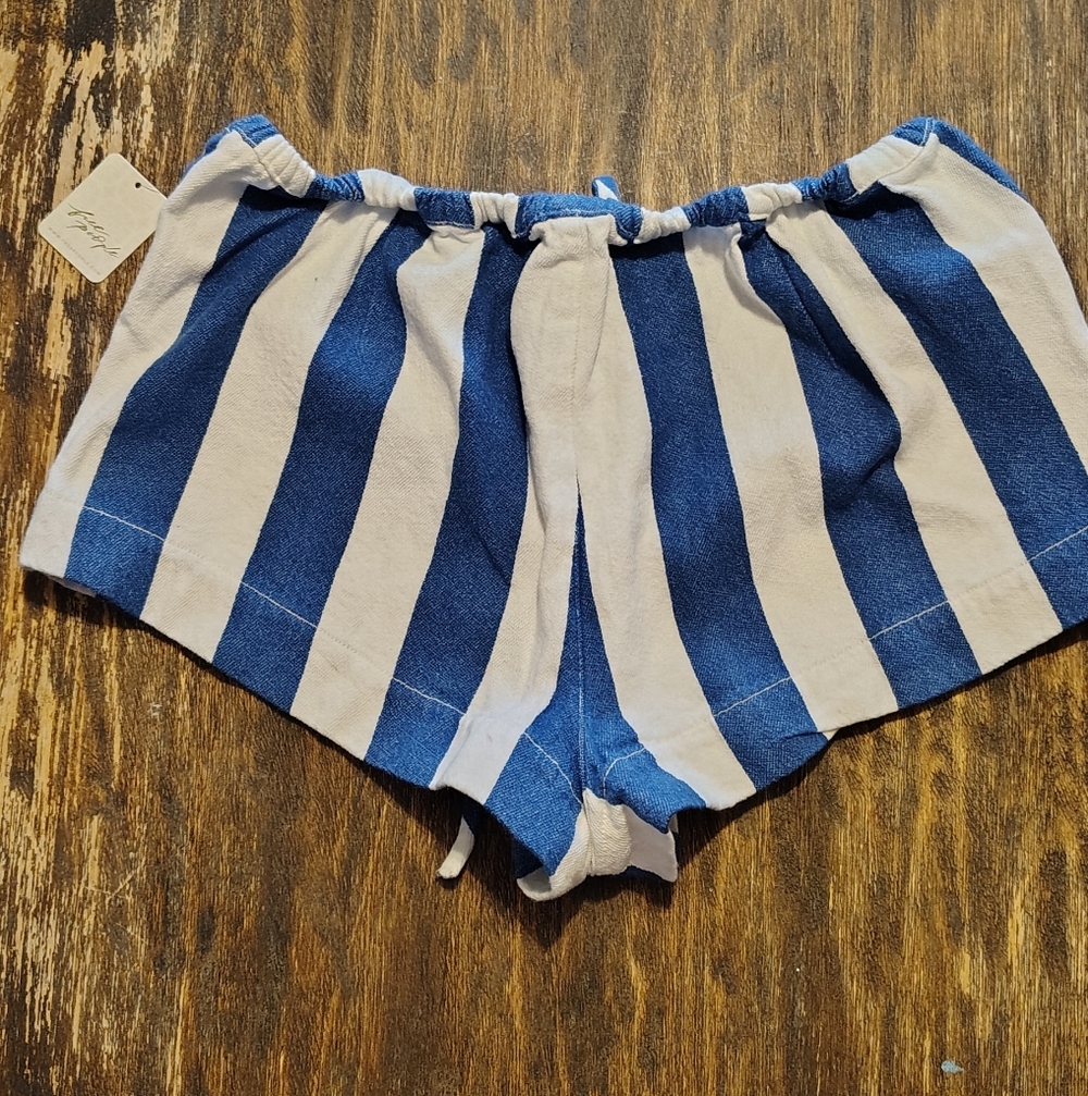 Free People Blue & White Striped Drawstring Hot Hot Hot Shorts - Picture 7 of 9